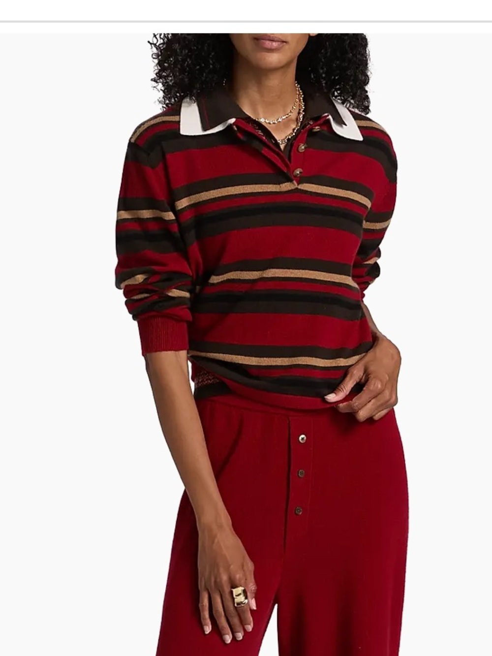 Guest in Residence Collegiate Striped Crop Rugby Sweater